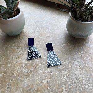 Black and white polka dot post earrings